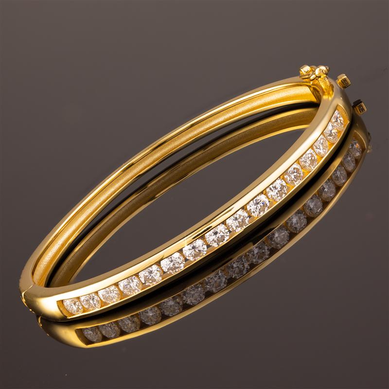 Yellow-Gold Finished Sterling Silver Moissanite Channel Ring & Bracelet